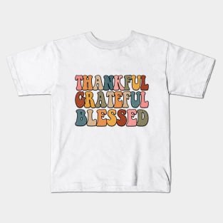 Grateful Thankful Blessed Kids T-Shirt